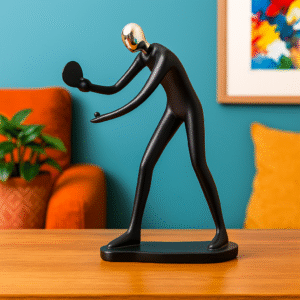 DD-616 Tennis Figurines Showpieces Resin Table Top Black Statue for Showcase, Living Room, Gifts,Home Decor (HSN: 39264039)