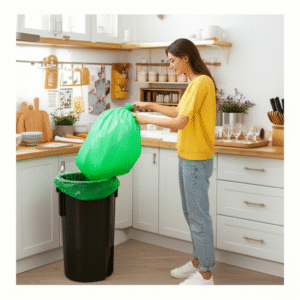 Garbage Bags 29 X 39 inch 45 Bags | 3 Packs and 15 Pcs in Each Roll (Total 45 bags) Bio degradable EXTRA LARGE (XL) Size - Green